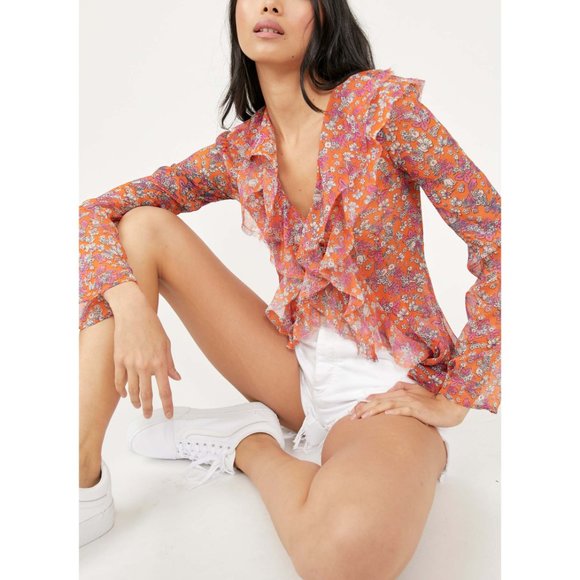 NWT Free People Nina Printed Top / Tulip Ditsy - Picture 6 of 7